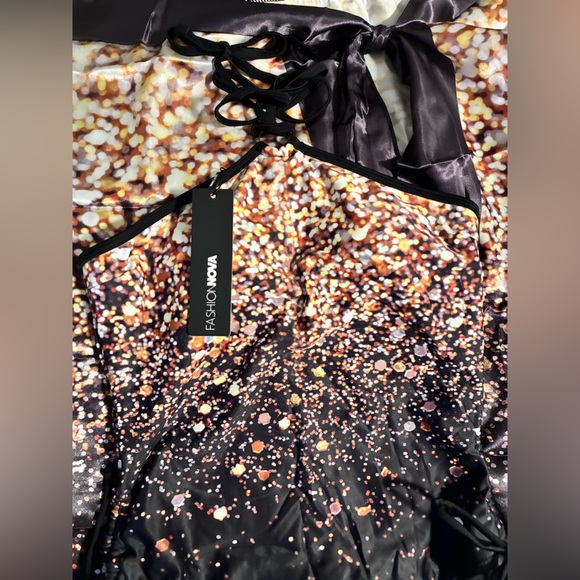 Fashion Nova Black and Gold Swimsuit - Picture 1 of 13